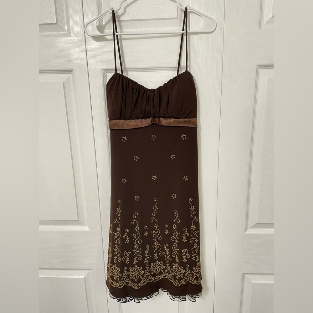 Ruby Rox Brown Embroidered Dress - image 1